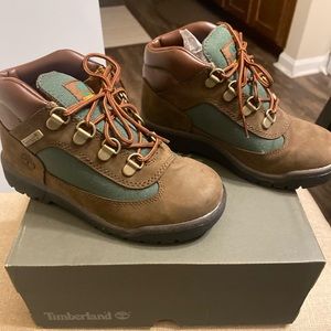 Timberland Field Mid "Dark Brown/Green" Preschool Kids' Hiking Boot
